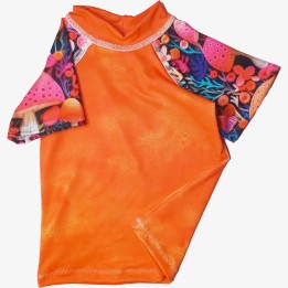 Camiseta solar 1/3A naranja y setas