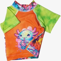 Camiseta solar 1/3A ajolote naranja y verde
