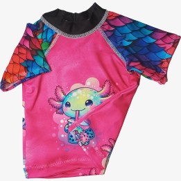 Camiseta solar 1/3A ajolote rosa y escamas