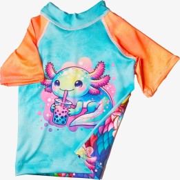 Camiseta solar 4/6A ajolote azul y naranja